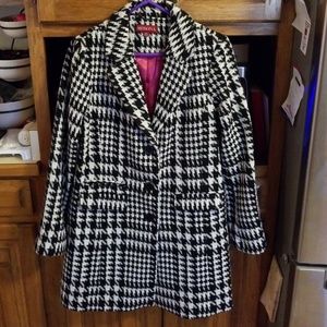 Women's Black and White Peacoat